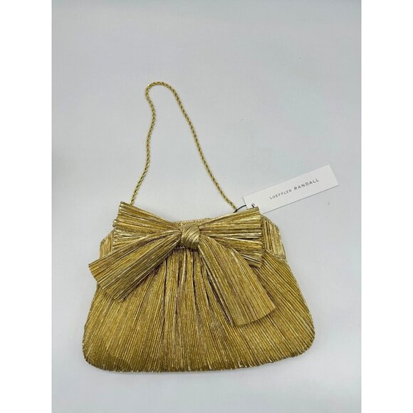 Loeffler Randall Handbags - LOEFFLER RANDALL Rayne pleated bow clutch - Gold